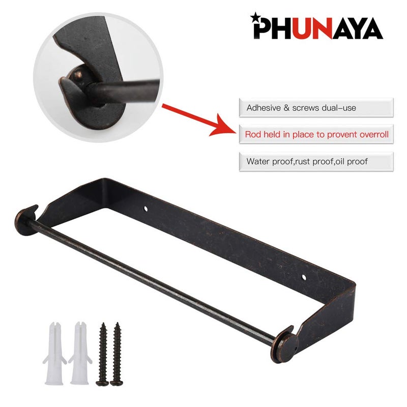 PHUNAYA Under Cabinet Paper Towel Holder Wall Mount for Home Kitchen Stainless Steel for Large Rolls-Bronze - Image 3